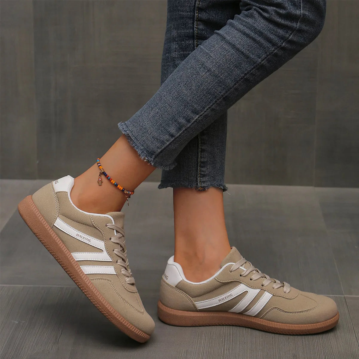 Mix Color Women's Autumn Sneakers Fashion Splicing Flat Heel Vulcanized Shoes Female Lace-Up Sneakers