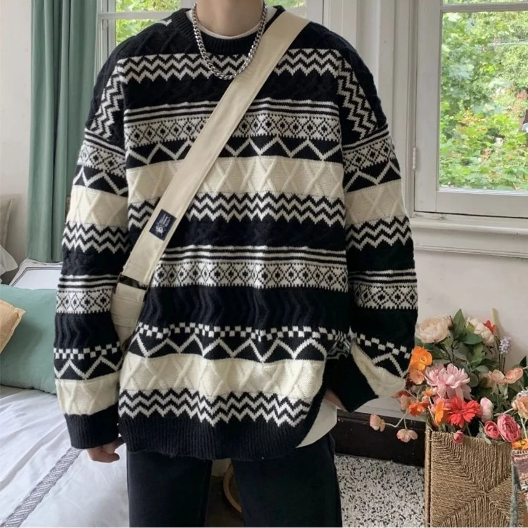 Unisex Retro Thickened Vintage Christmas Sweater Couple Matching Winter Clothes Ugly Sweater