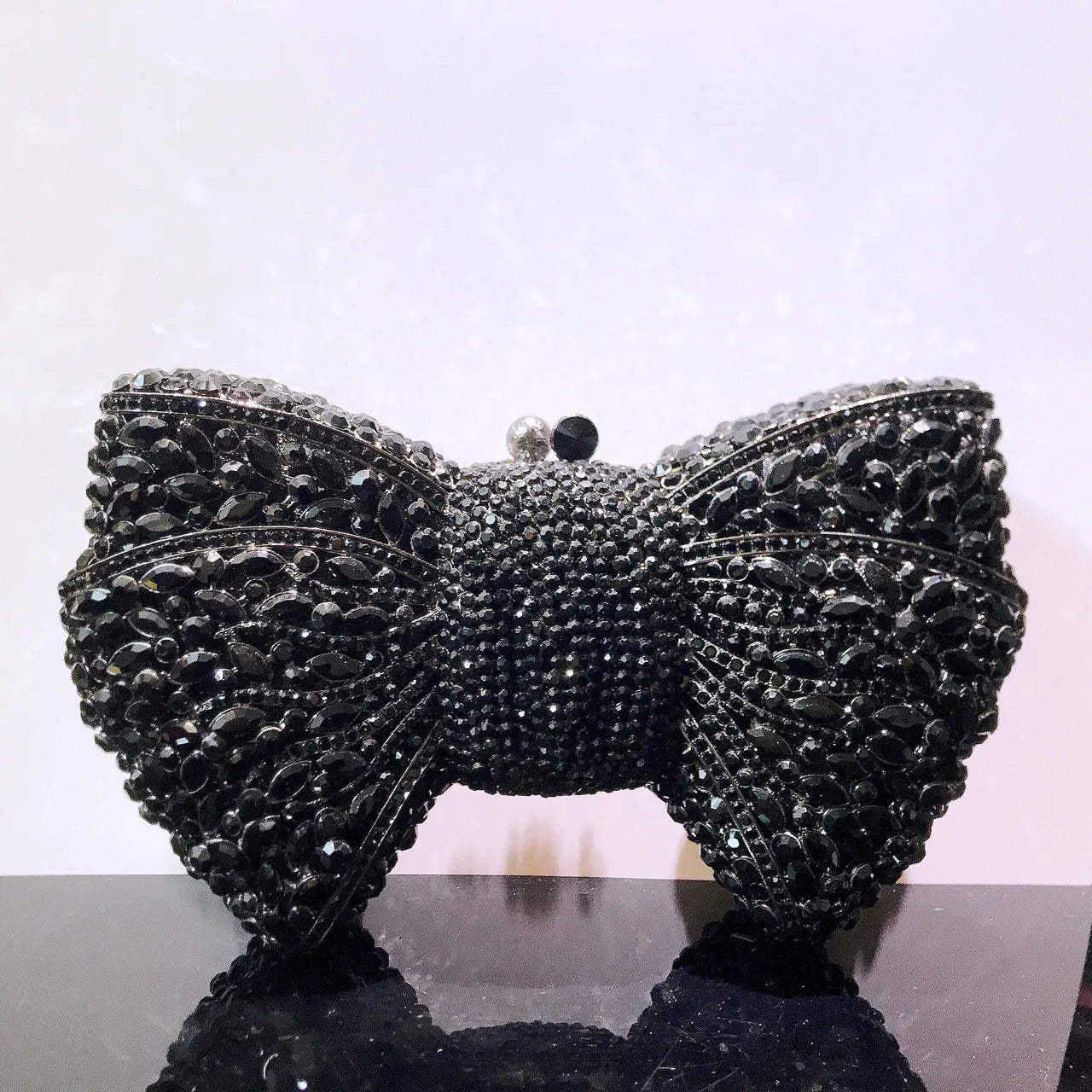 Rhinestone Green/Black Clutch Purse Bow Luxury Diamond Evening Clutches Wedding Bridal Bag