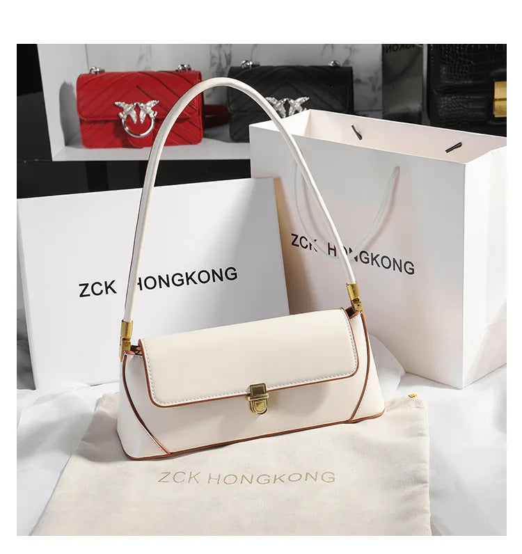 Armpit bag high-end solid color one-shoulder portable genuine leather bag