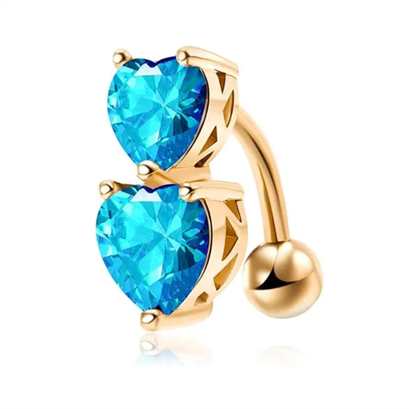 1PCS Crystal Belly Button Rings Surgical Steel Heart Navel Piercing