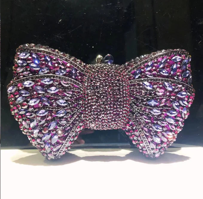 Rhinestone Green/Black Clutch Purse Bow Luxury Diamond Evening Clutches Wedding Bridal Bag