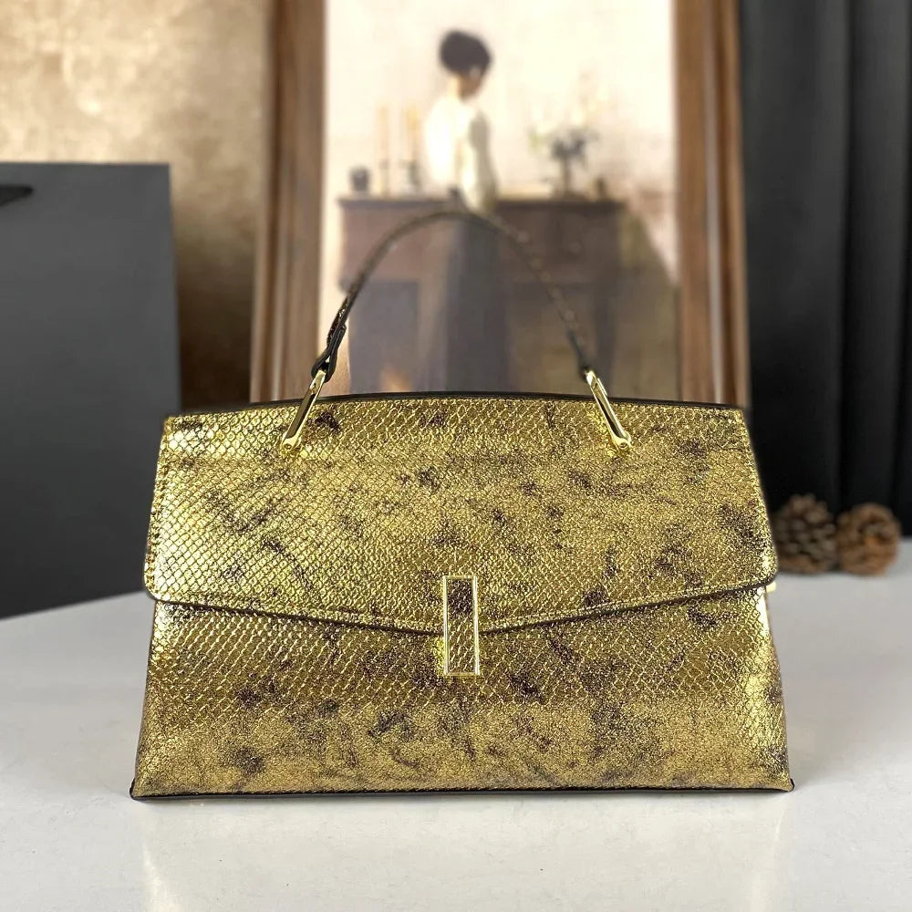 High End Women's Black Bag, Large Capacity Hand-Held Crossbody Bag