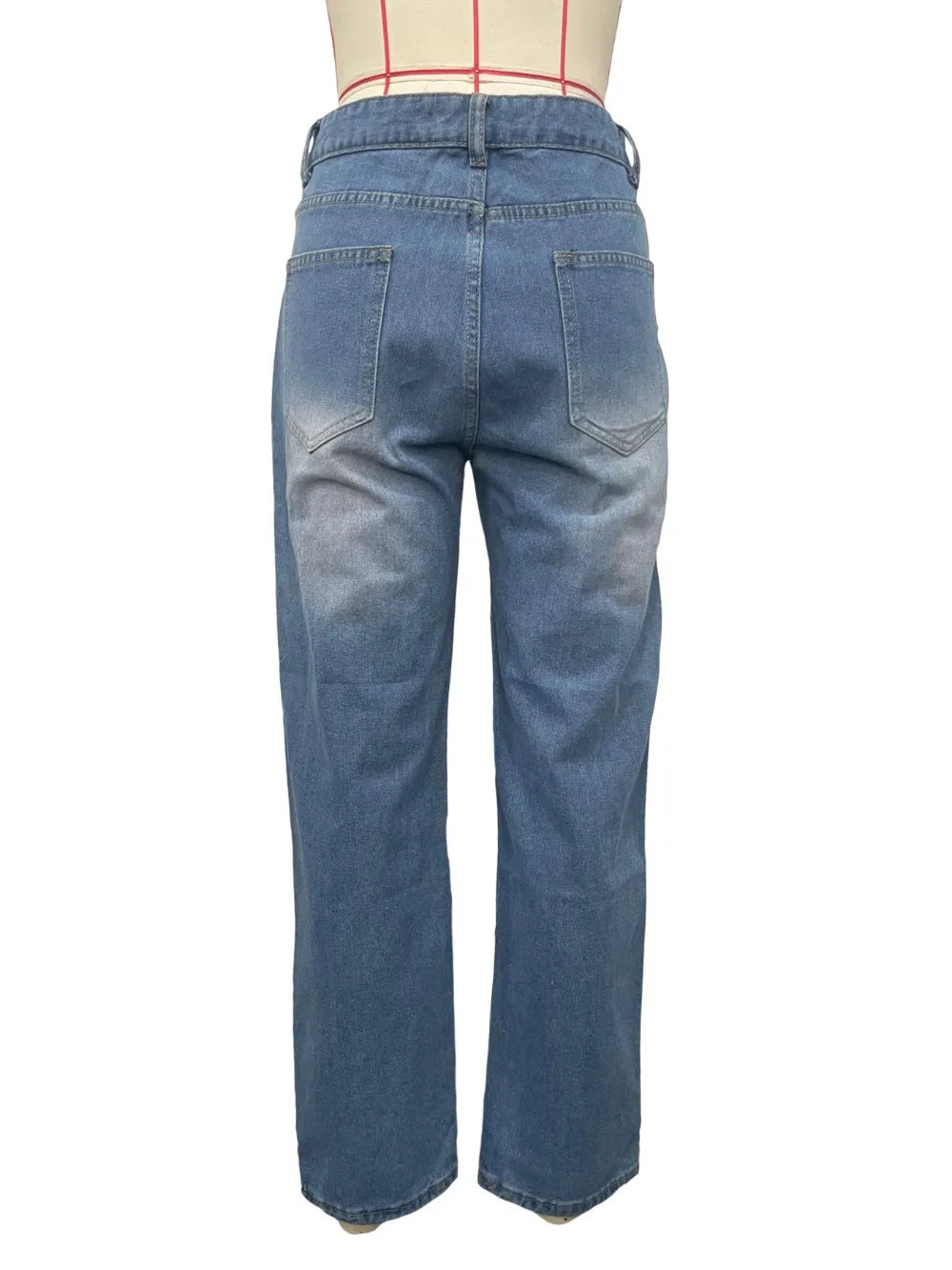 Diamond Splicing Loose Jeans Women High Waist Button Pocket Denim Trousers Casual Female Streetwear