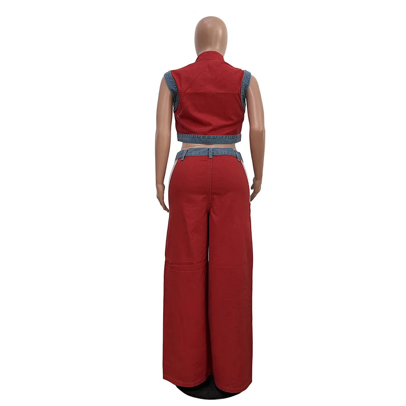 Women's 2 Pieces Sets 2025 Spring Summer Denim Sleeveless Suit Tops And Wide Leg Pants Suits Two Piece Set