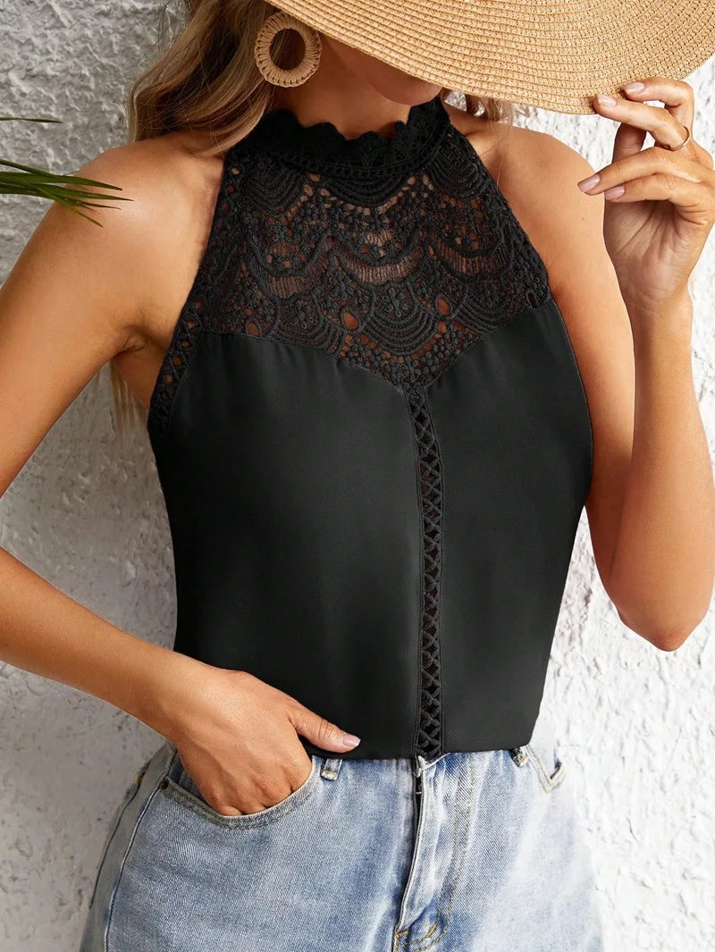 Elegant Sleeveless Women's Shirt Lace Style Tank Top For Women