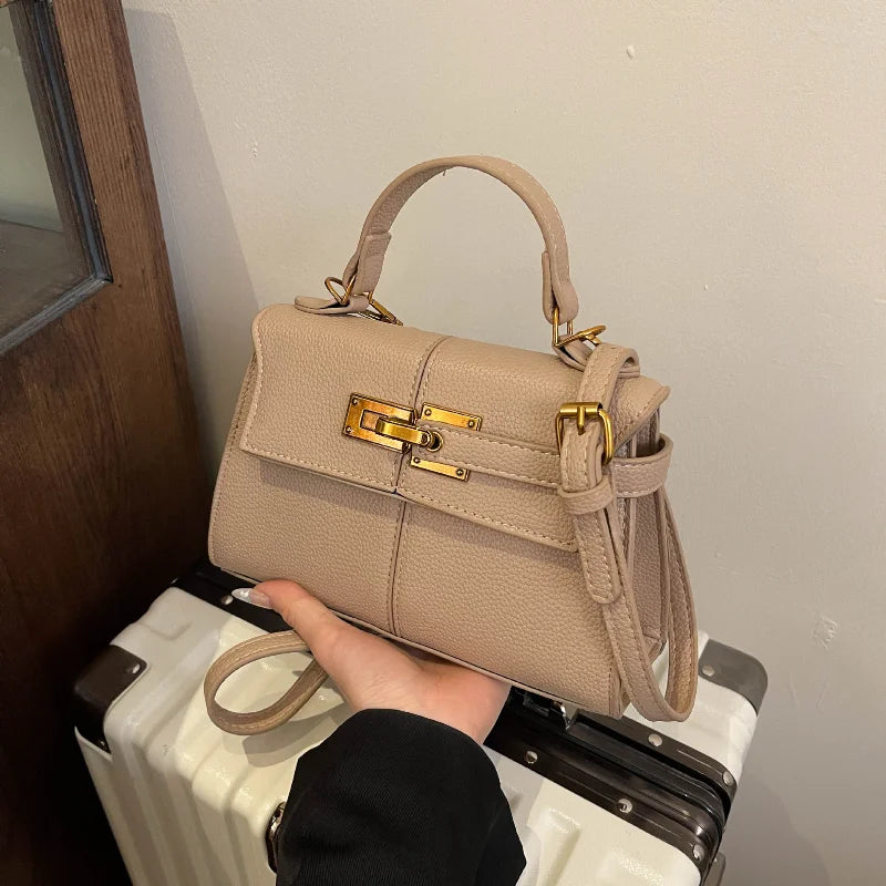 Luxury Trapezoidal Clutch Bag Hardware Lock Design Square Shoulder Handbag