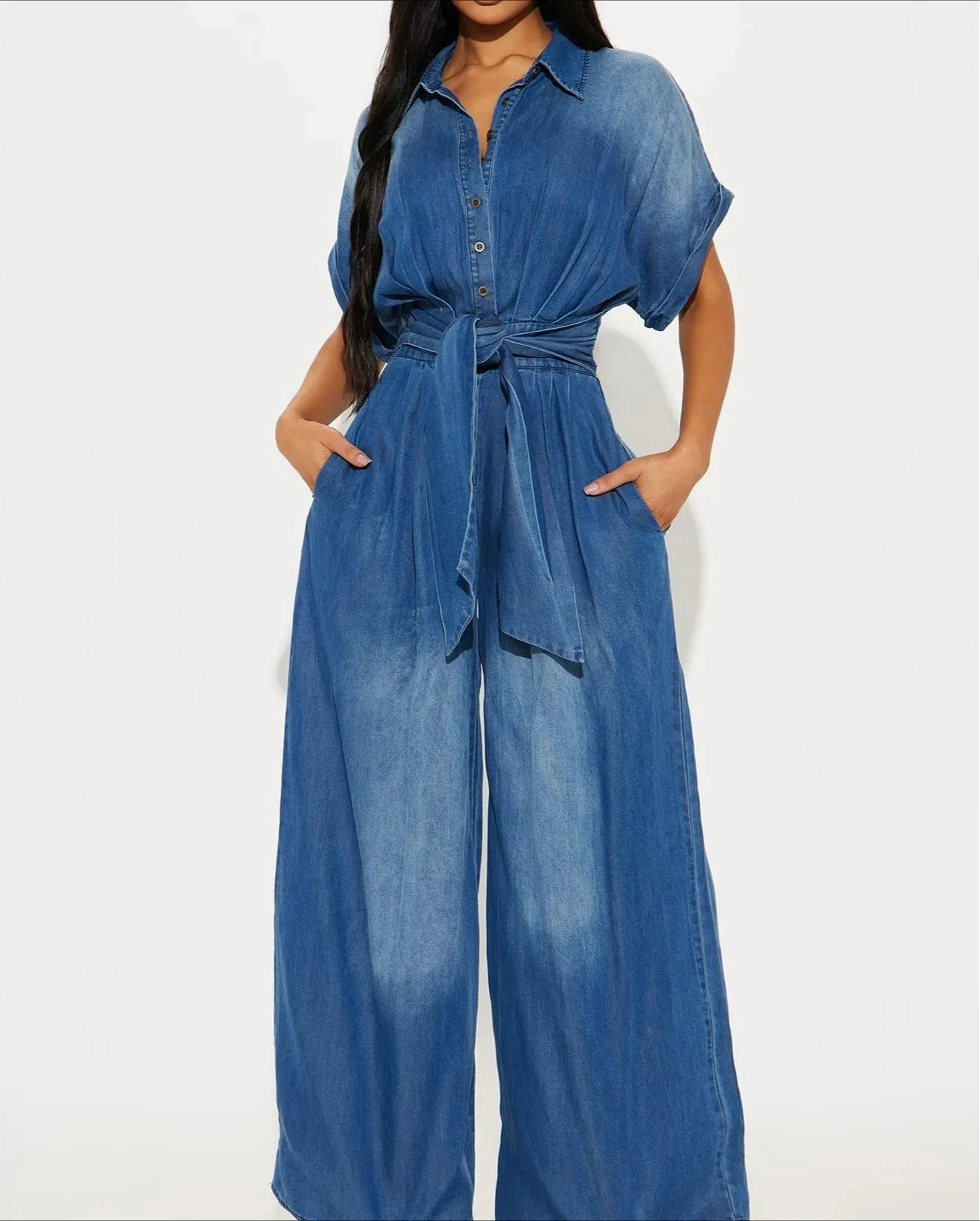 Denim Jumpsuits Women Loose Rompers Tie Dye One Piece Y2k Streetwear Wide Leg Jumpsuit