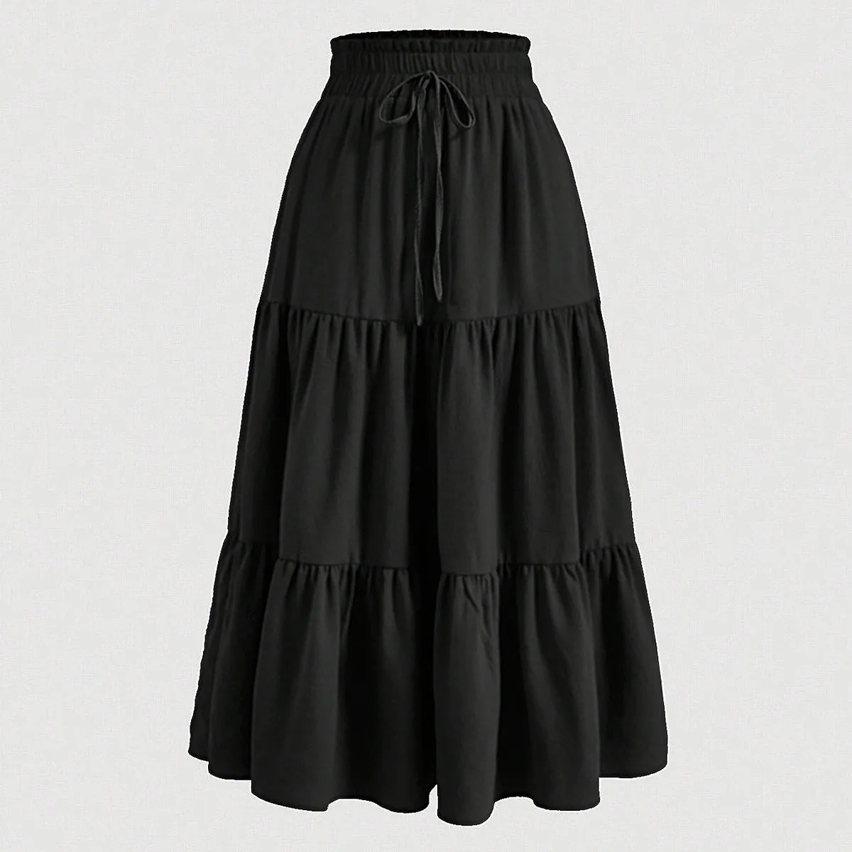 Women's Patchwork Solid Color Loose Skirt; Commuting Casual Cake Skirt; Elastic Waist Elegant Skirt