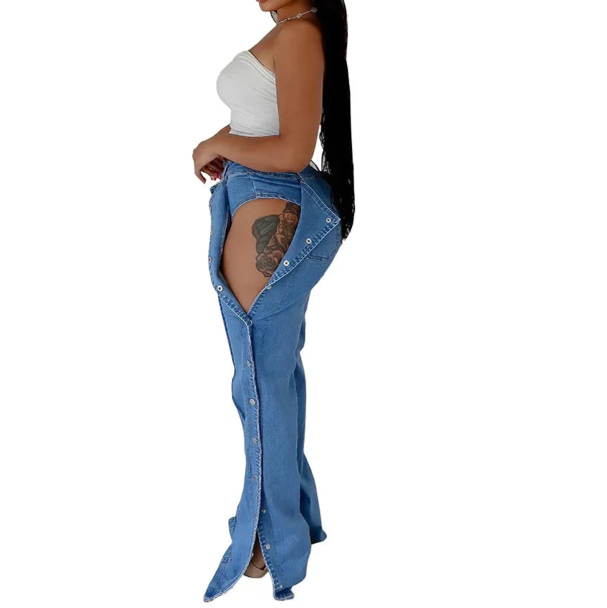 Women Denim Pant Long Pants Slim Fit High Waist Solid Casual Trousers