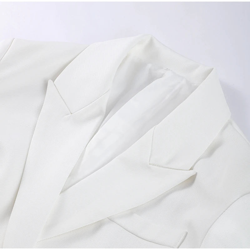 Elegant Blazer Pants Sets Women V-neck Lace up Jacket Full Sleeve Wide Leg Trousers Suit
