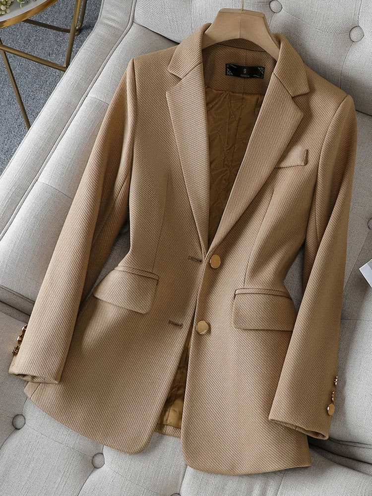 Ladies Blazer Women Green Black Khaki Long Sleeve Female Business Work Wear Slim Formal Jacket for Winter