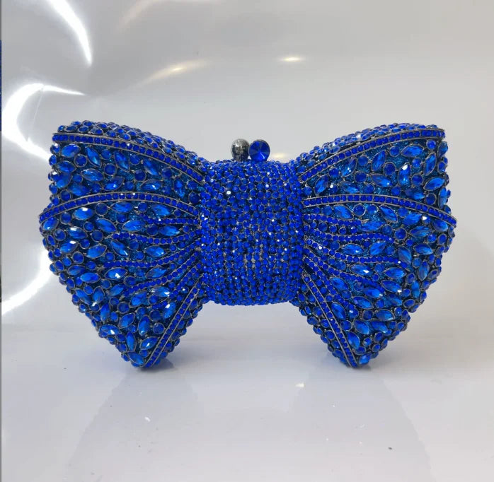 Rhinestone Green/Black Clutch Purse Bow Luxury Diamond Evening Clutches Wedding Bridal Bag