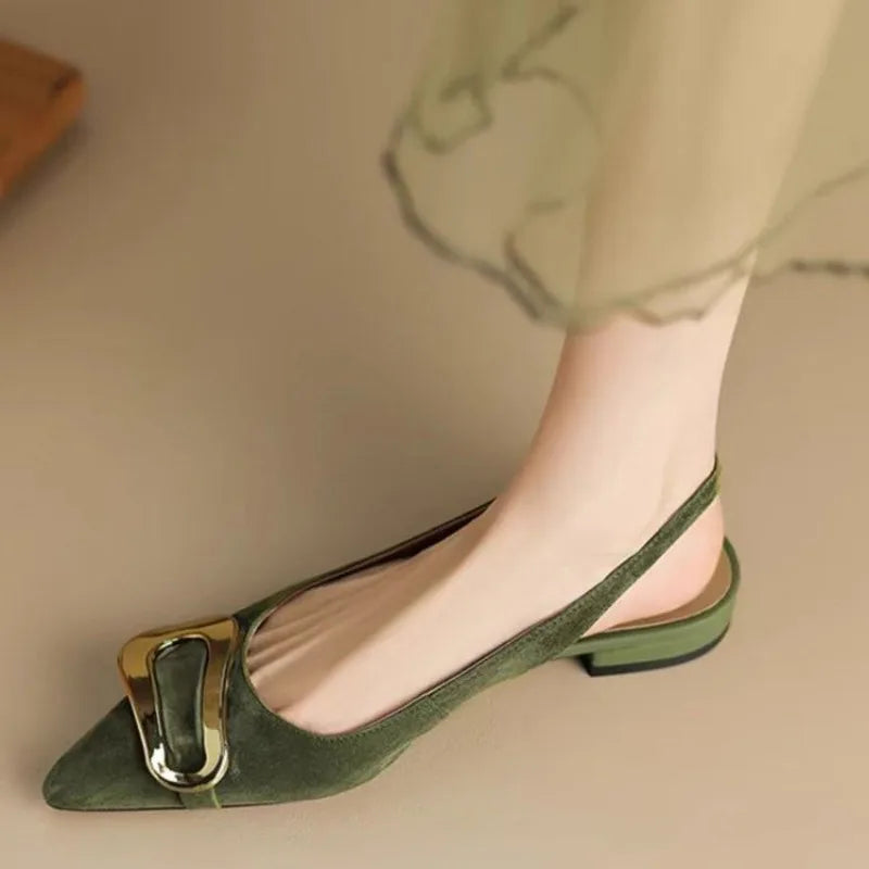 Suede Women Slingback Slippers Pointed Toe Casual Slide in Slippers
