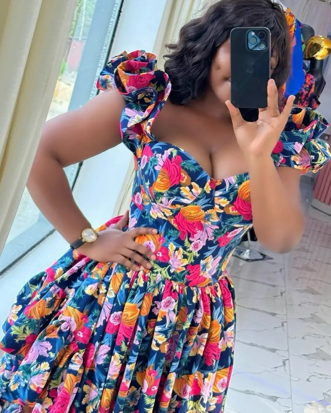 Women Summer Spring Africa Clothing Sleeveless Dress Sexy V-Neck Slim Dress