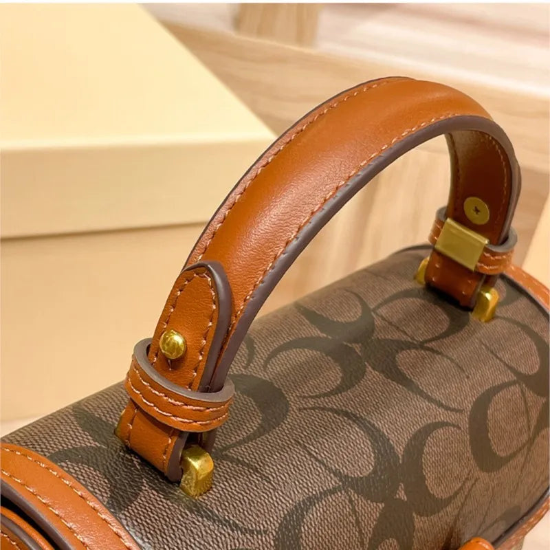 contrasting color women's bag, high-end carriage crossbody bag, portable box bag