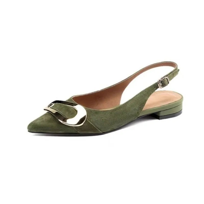 Suede Women Slingback Slippers Pointed Toe Casual Slide in Slippers