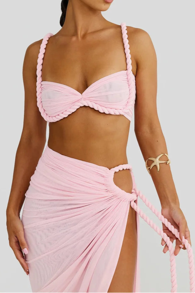 Summer Beach Sexy Two Piece Sets Women Strapless Crop Tops And Maxi Skirt Vacation Outfit