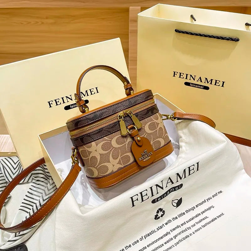 contrasting color women's bag, high-end carriage crossbody bag, portable box bag