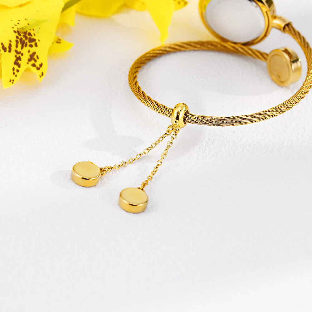 Mini Gold Watches For Women Causal Fashion Open Band Small Watch Power By Battery Ladies Wristwatches
