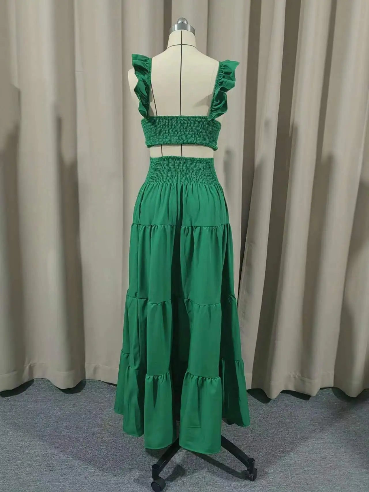 Y2k Two Piece Set Elegant Sexy Collage Sleeveless Top and Maxi Skirt Set