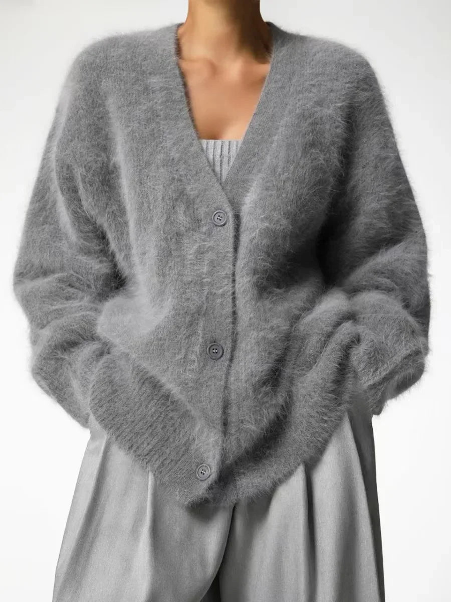 Women's Cardigans Korean Fashion V-neck Sweater Coat Long Sleeve Oversized Sweater