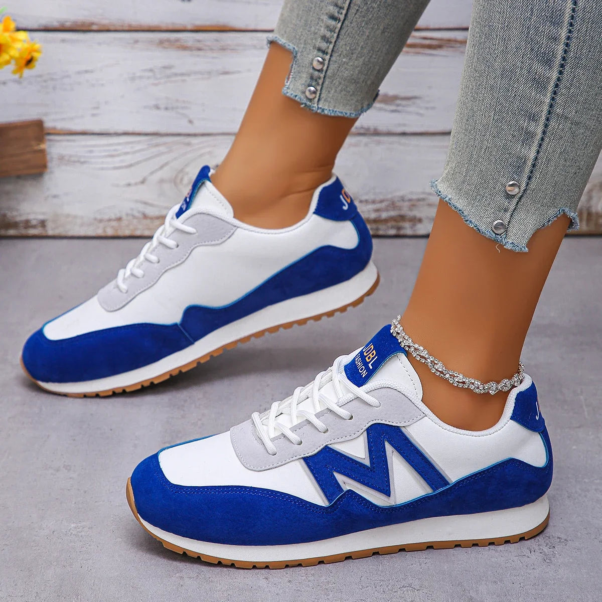 Women's Casual Lace-up Low Heel Sports Shoes Vulcanized Shoes Sneakers