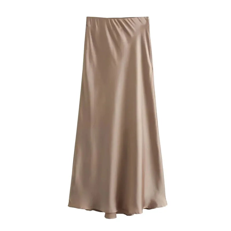 Woman Satin Skirt Women High Waist Long Skirts For Women Summer Black Midi Skirt Office Elegant Women's Skirts