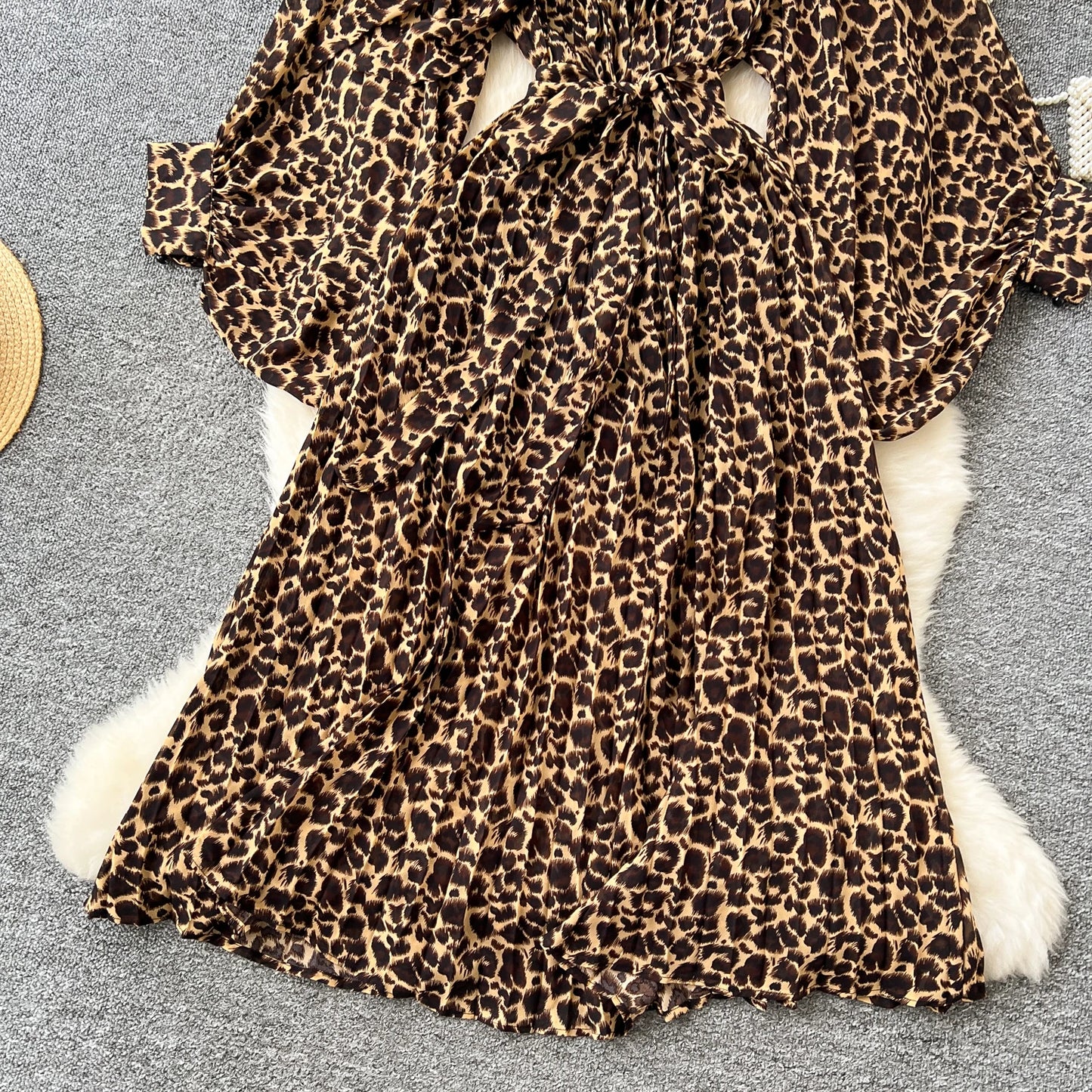 Women Elegant Long Flare Sleeves Vintage Bow neck Bow Loose Midi Dress