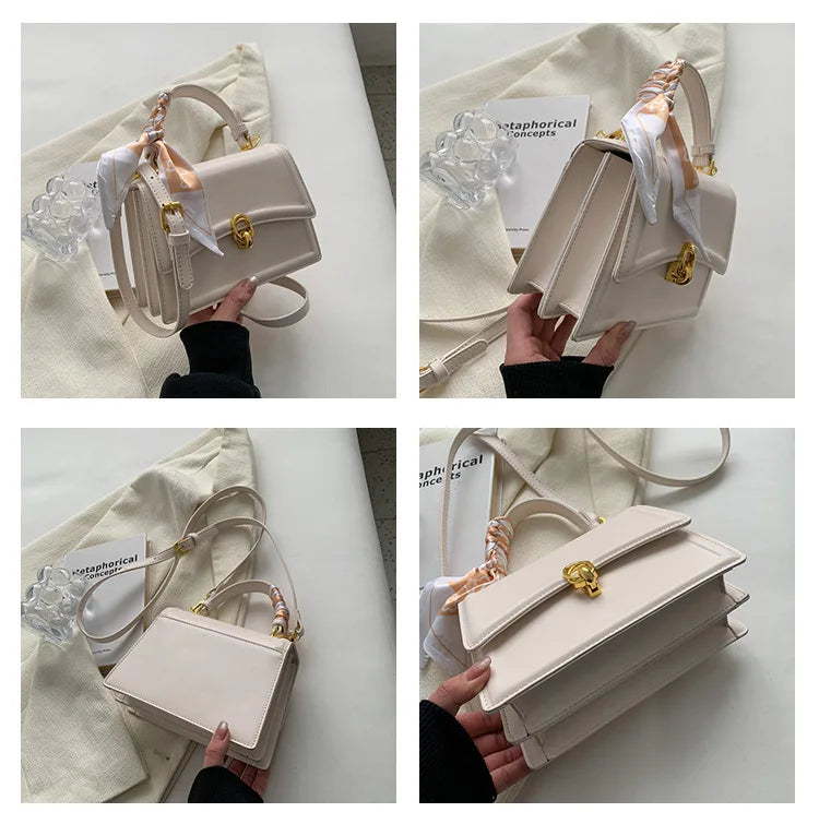 Scarf Bow Decor Lightweight Flap Bag, Business Casual Mini Women's Shoulder Bag