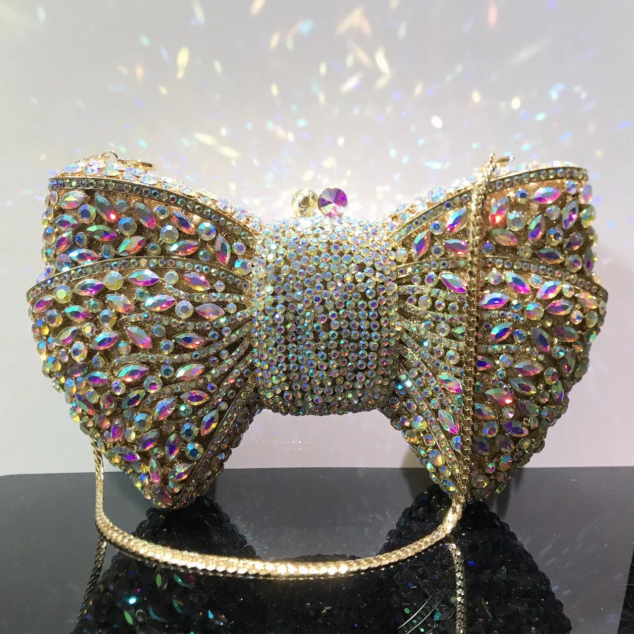 Rhinestone Green/Black Clutch Purse Bow Luxury Diamond Evening Clutches Wedding Bridal Bag