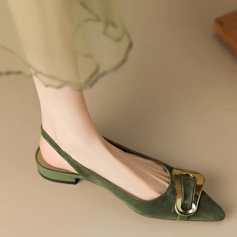 Suede Women Slingback Slippers Pointed Toe Casual Slide in Slippers