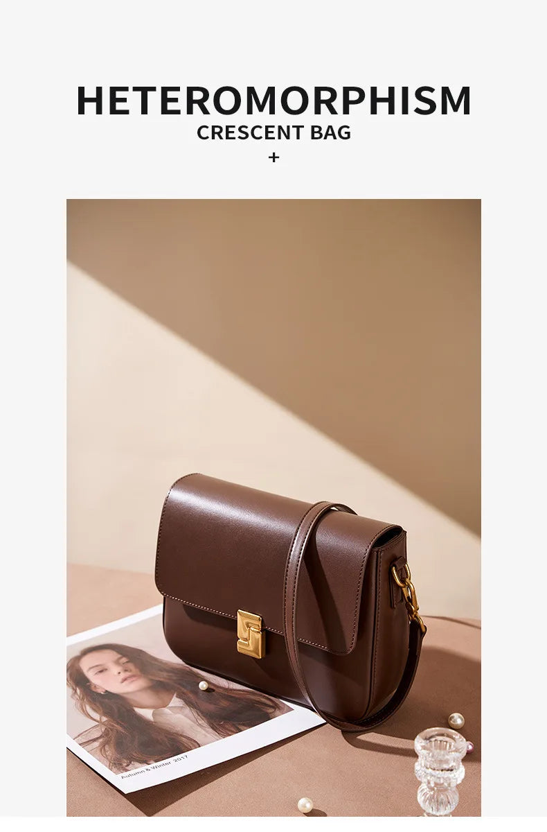 Genuine Leather Women Crossbody Bag Luxury Design Small Square Bag Cowhide Women's Bag