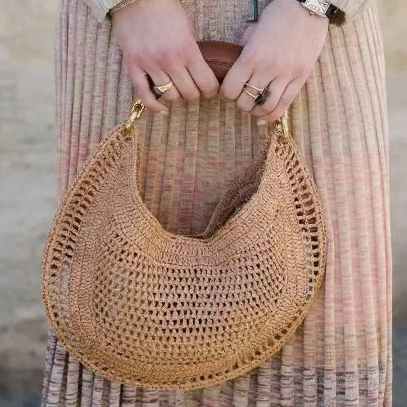 Classic Beach Straw Woven Bags For Women Luxury Designer Handbag