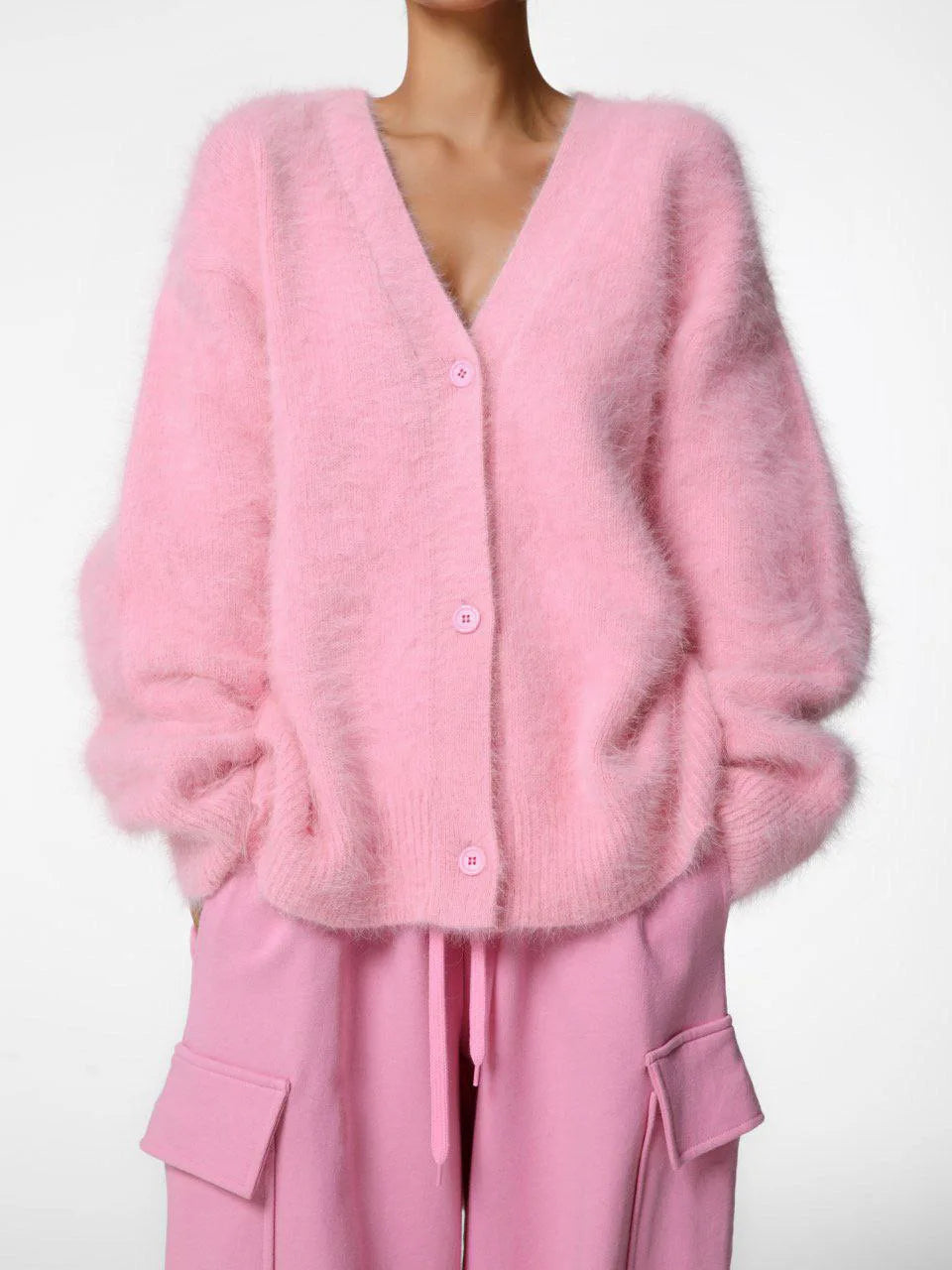 Women's Cardigans Korean Fashion V-neck Sweater Coat Long Sleeve Oversized Sweater