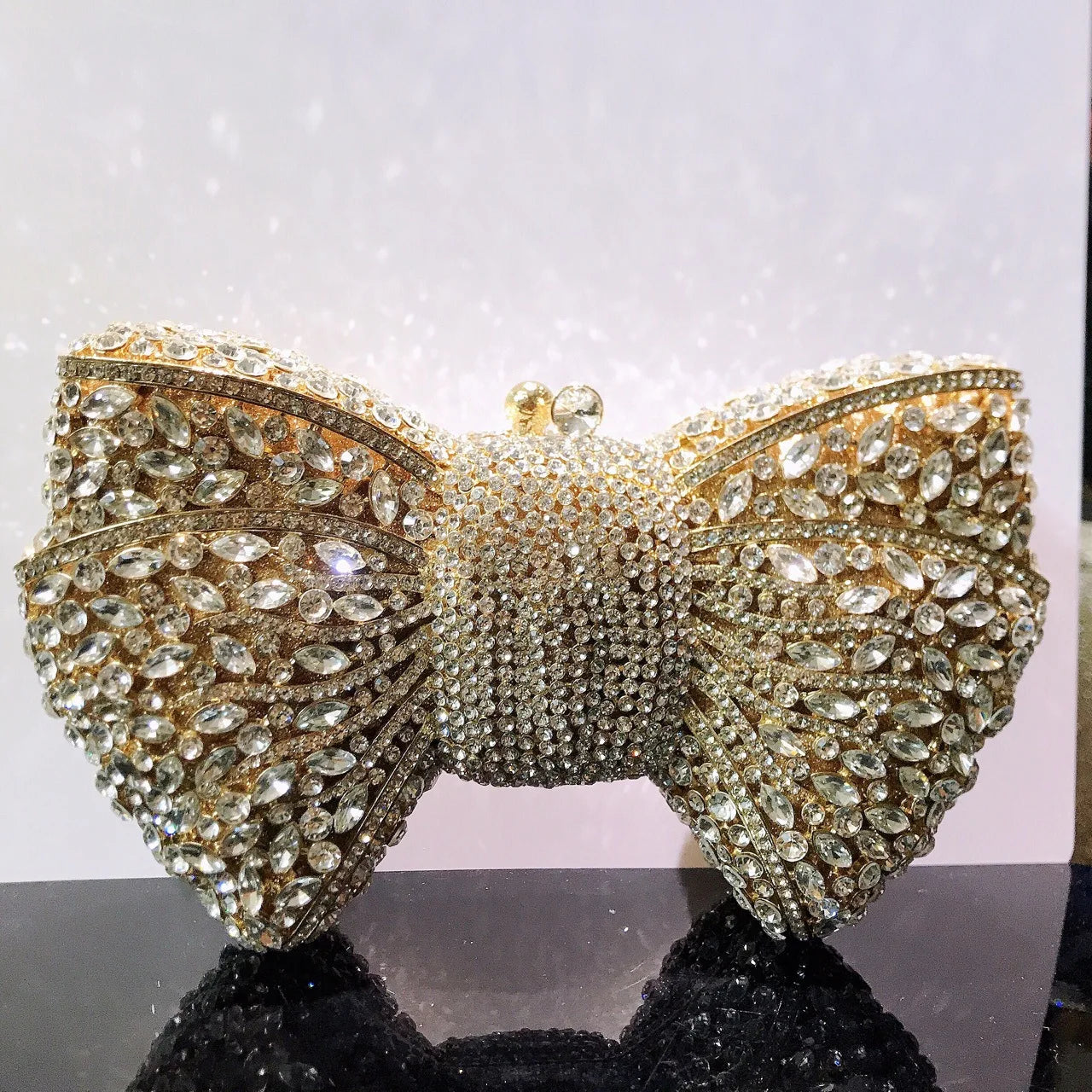 Rhinestone Green/Black Clutch Purse Bow Luxury Diamond Evening Clutches Wedding Bridal Bag