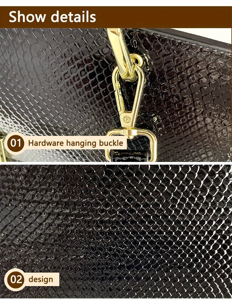 High End Women's Black Bag, Large Capacity Hand-Held Crossbody Bag