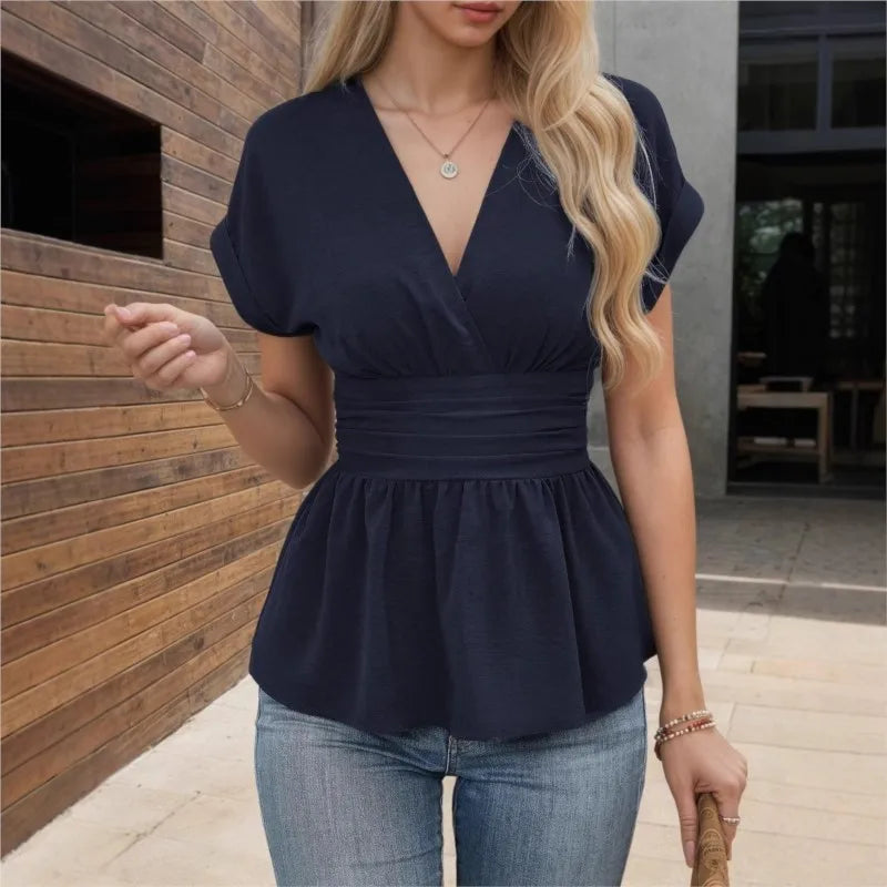 Pullover Women Shirt Slim Waisted Office Tops Casual Blouse