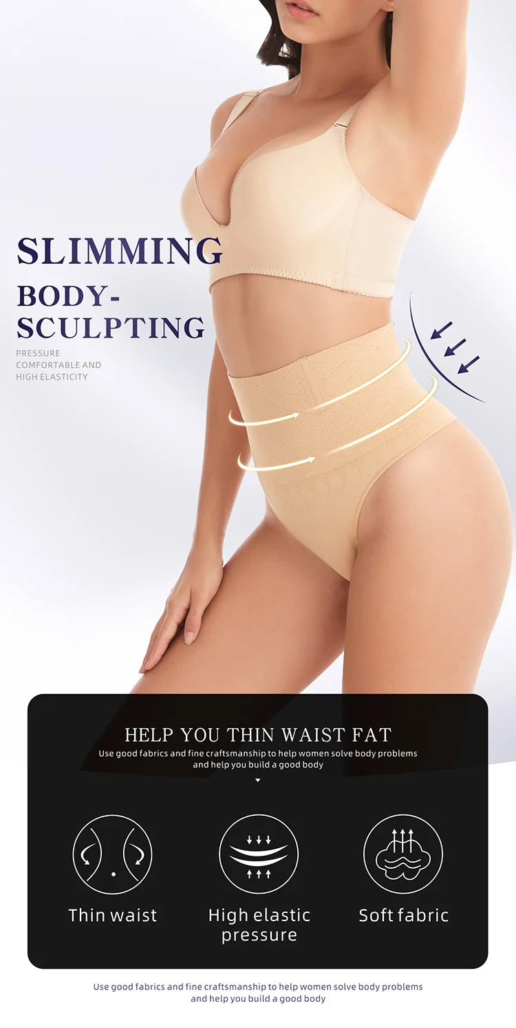 Seamless Thong Shapewear for Women Tummy Control Body Shaper Panties Girdle High Waist Briefs