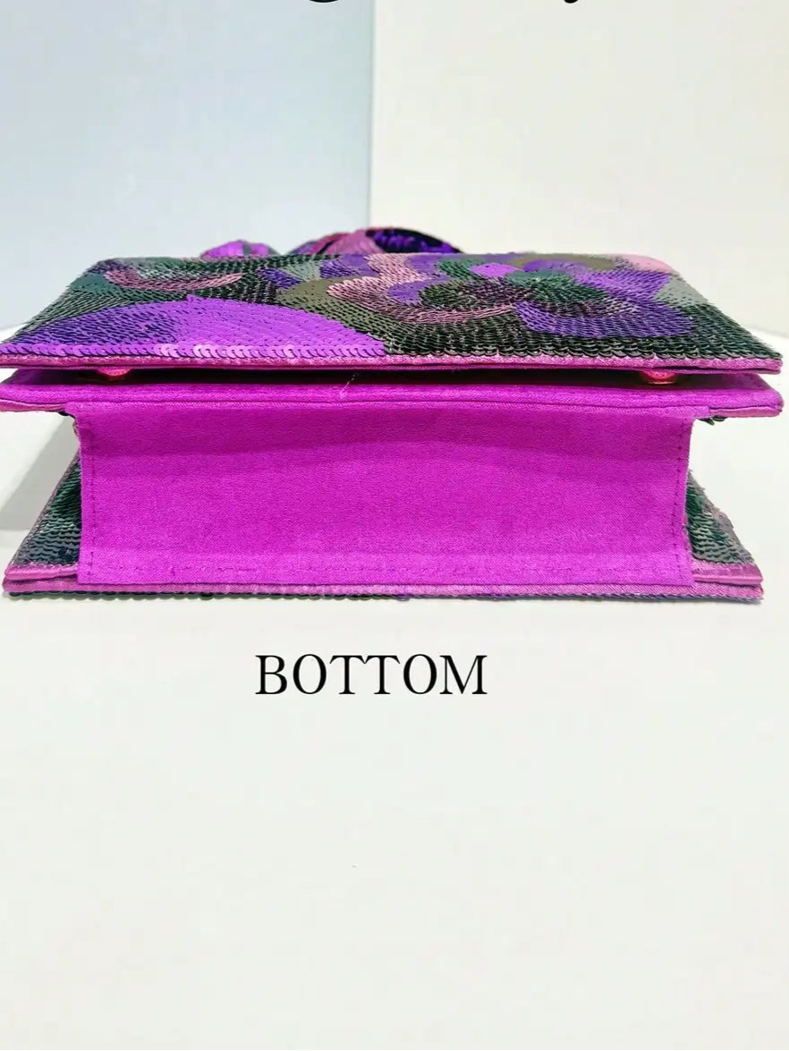 Sequin Embroidered Floral Design Party Wedding Evening Bag Women's Clutch