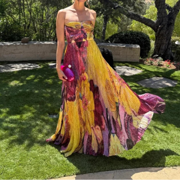 Women Strapless Sleeveless Backless Slim Sling Pleated Dress Party Maxi Dress
