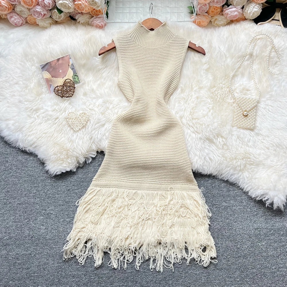 Summer Fashion Sexy Openwork Stitching Sleeveless Bodycon Party Dress