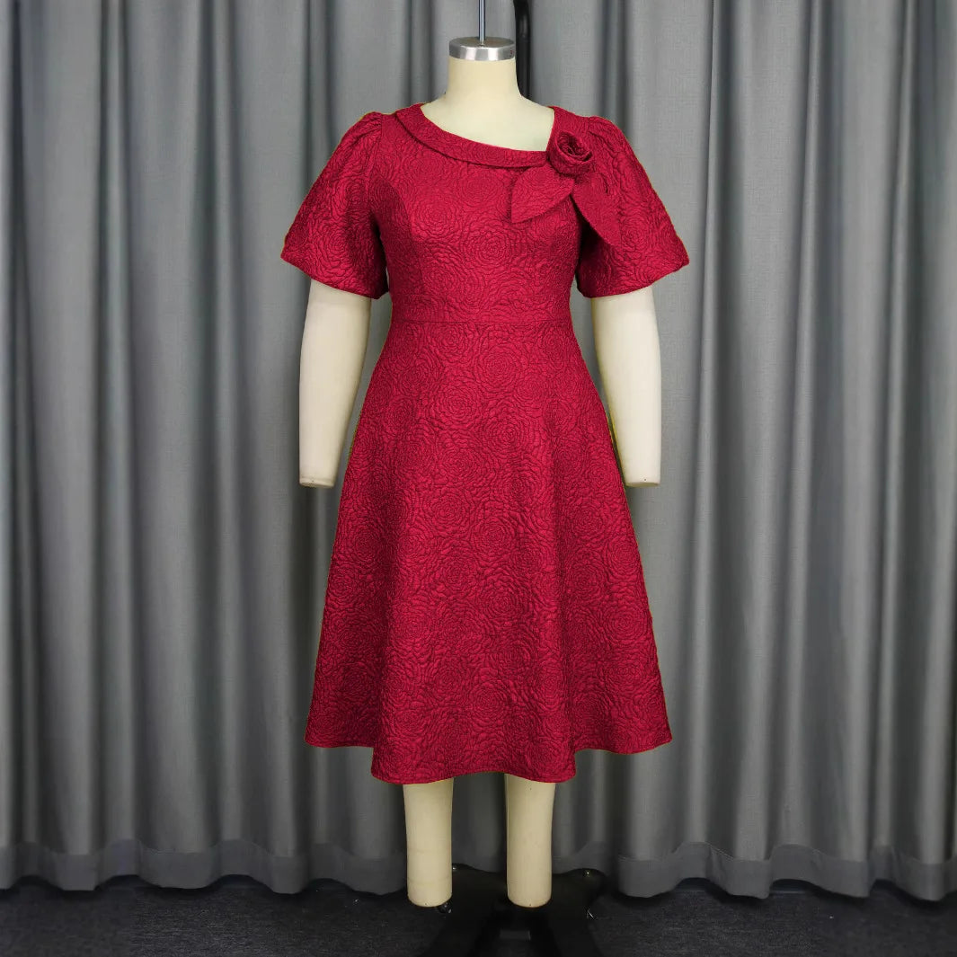 Women Plus Size Jacquard Dress A-Line Party Banquet Dress Cocktail Dress