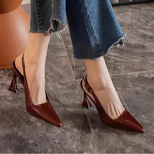 Summer Heel Sandals Fashion Pointed Toe Slingbacks Heels