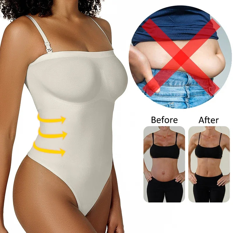 Womens Bodysuit Tummy Control Shapewear Thong Seamless Slimming Compression Body Shaper
