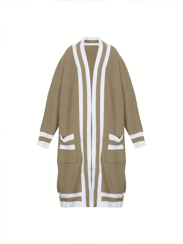 Plus Size Women's Long Sleeve V-Neck Maxi Cardigan Button Down Thick Casual Cardigan