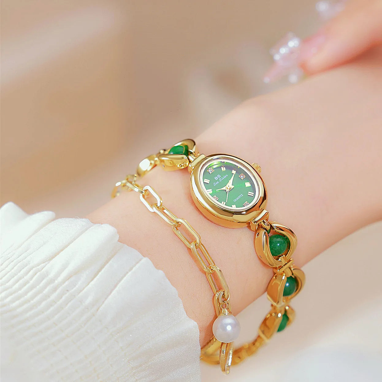 Women's Japanese Style Light Luxury Simple Pearl Bracelet Waterproof Watch