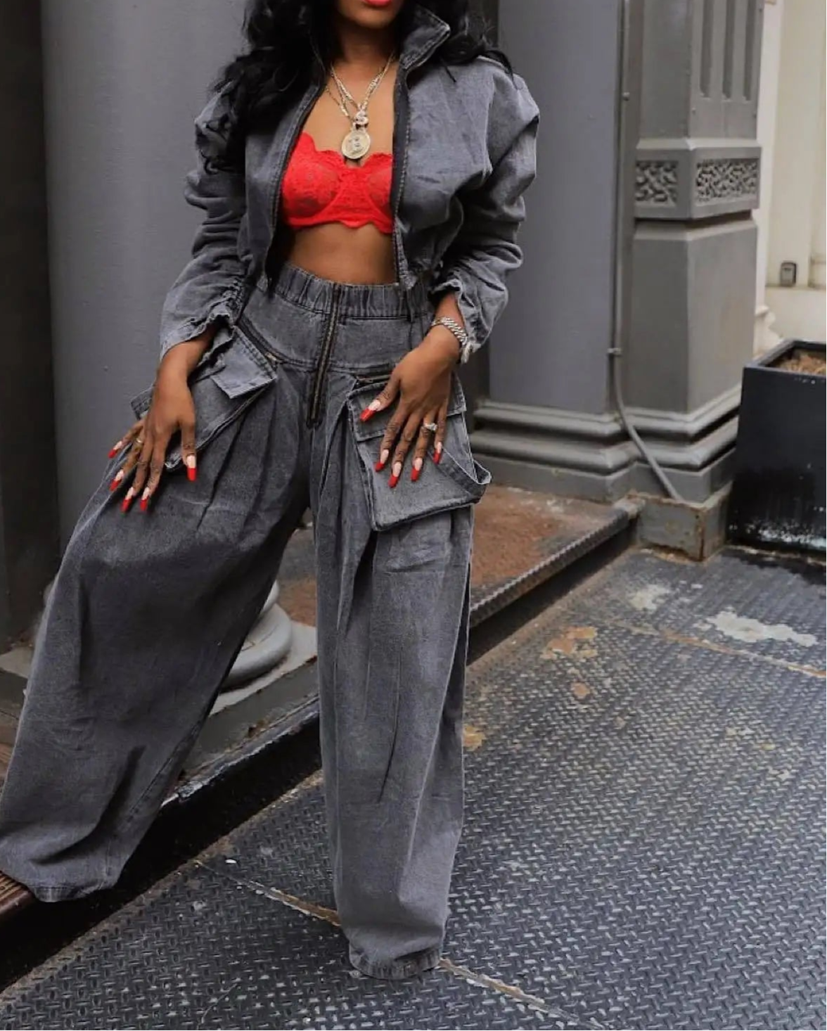 Denim Two Piece Sets Women Pant Set Y2k Streetwear Coats Jeans Elegant Matching Sets