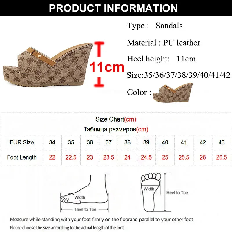 Design Wedge Heel Sandals Women Summer Chunky Platform Mule Wedge Slippers