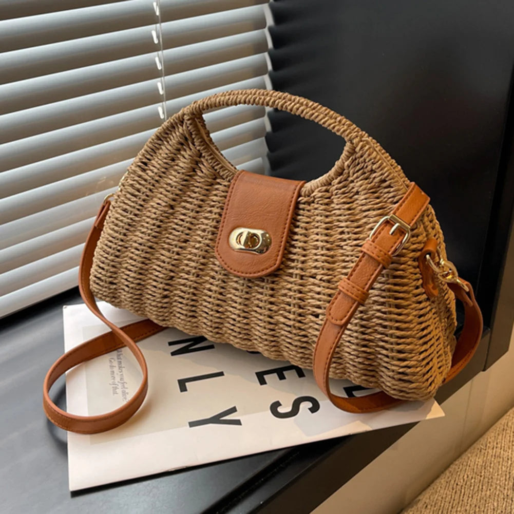 Women Crossbody Bags Handmade Summer Woven Shell Hand-Woven Bag